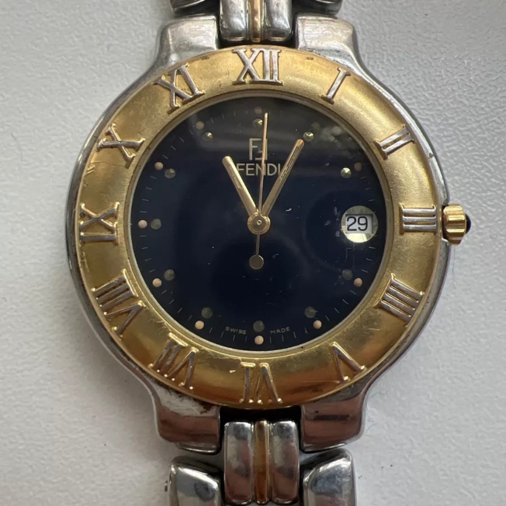 Vintage Genuine FENDI Orologi 900 G Quartz Mens Watch Two Tone SWISS - Engraved